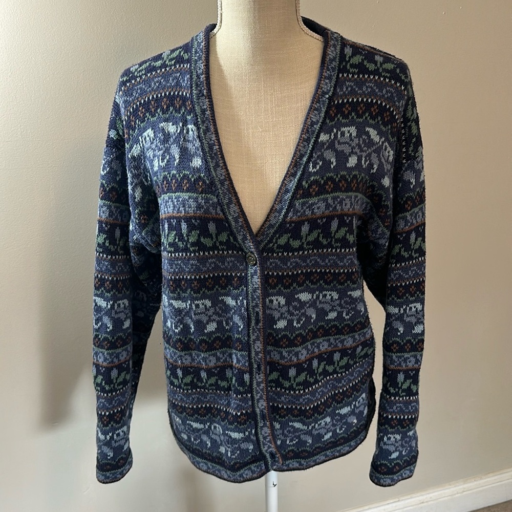 Vintage Erika Classics‎ V Neck Cardigan Medium